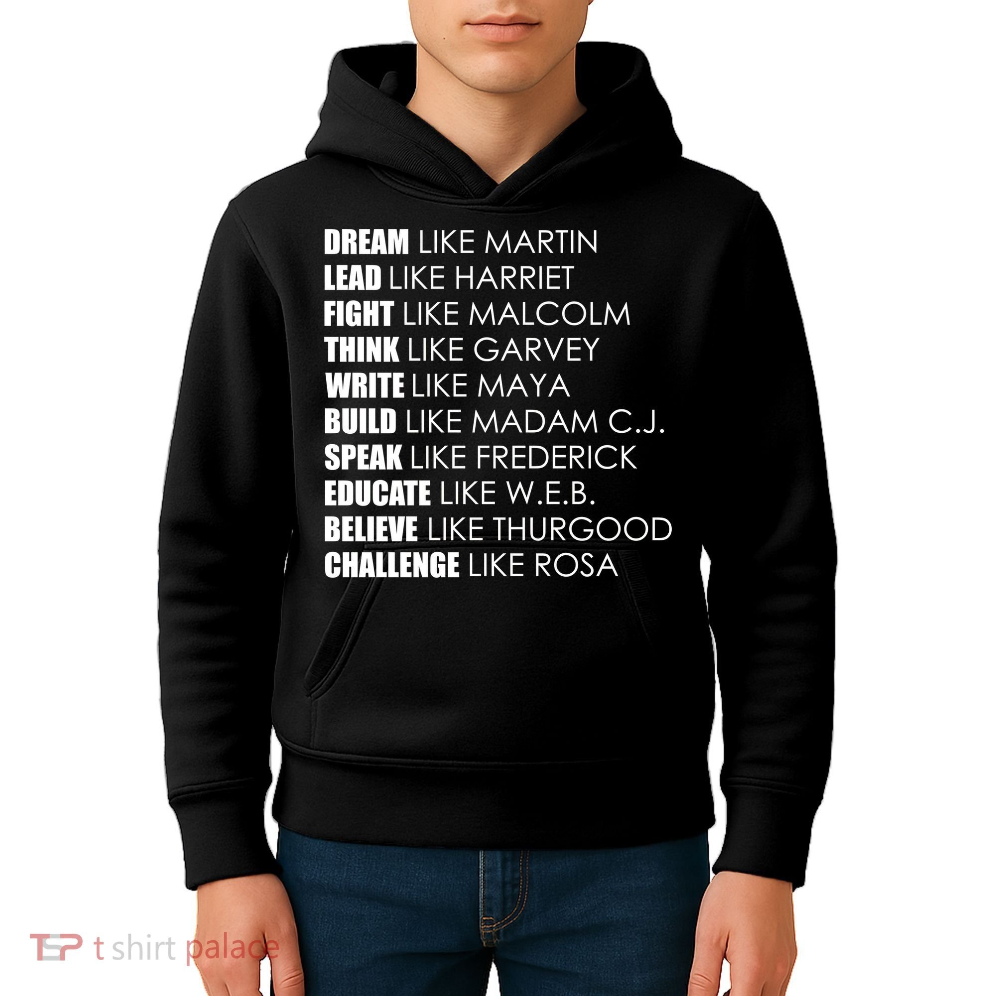 Dream Lead Fight Think Write Build Speak Educate Believe Challenge Kids Hoodie