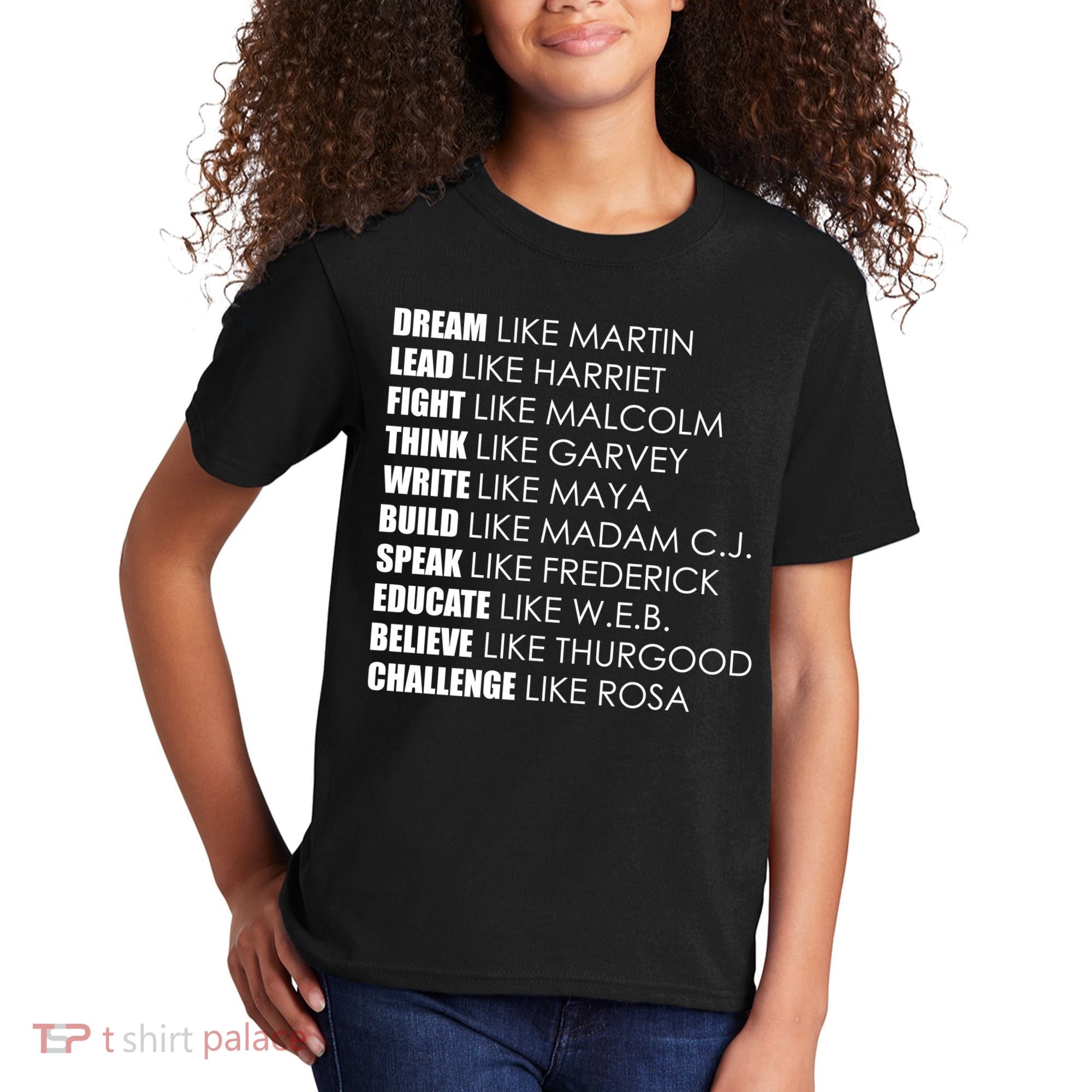 Dream Lead Fight Think Write Build Speak Educate Believe Challenge Kids T-Shirt