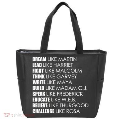 Dream Lead Fight Think Write Build Speak Educate Believe Challenge Tote Bag