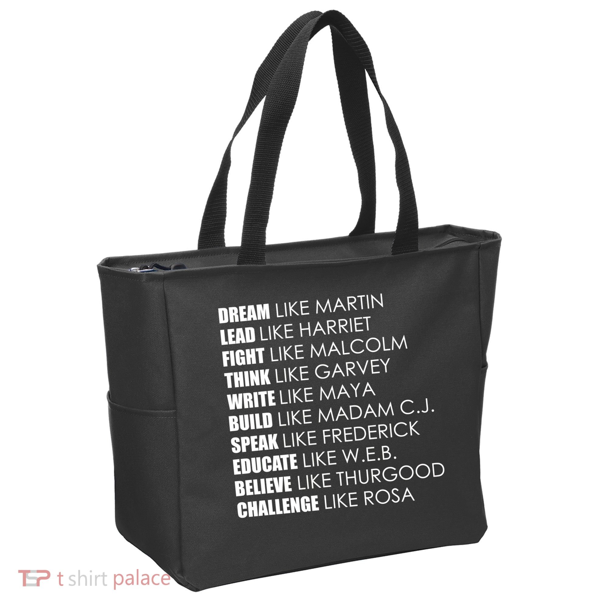 Dream Lead Fight Think Write Build Speak Educate Believe Challenge Tote Bag