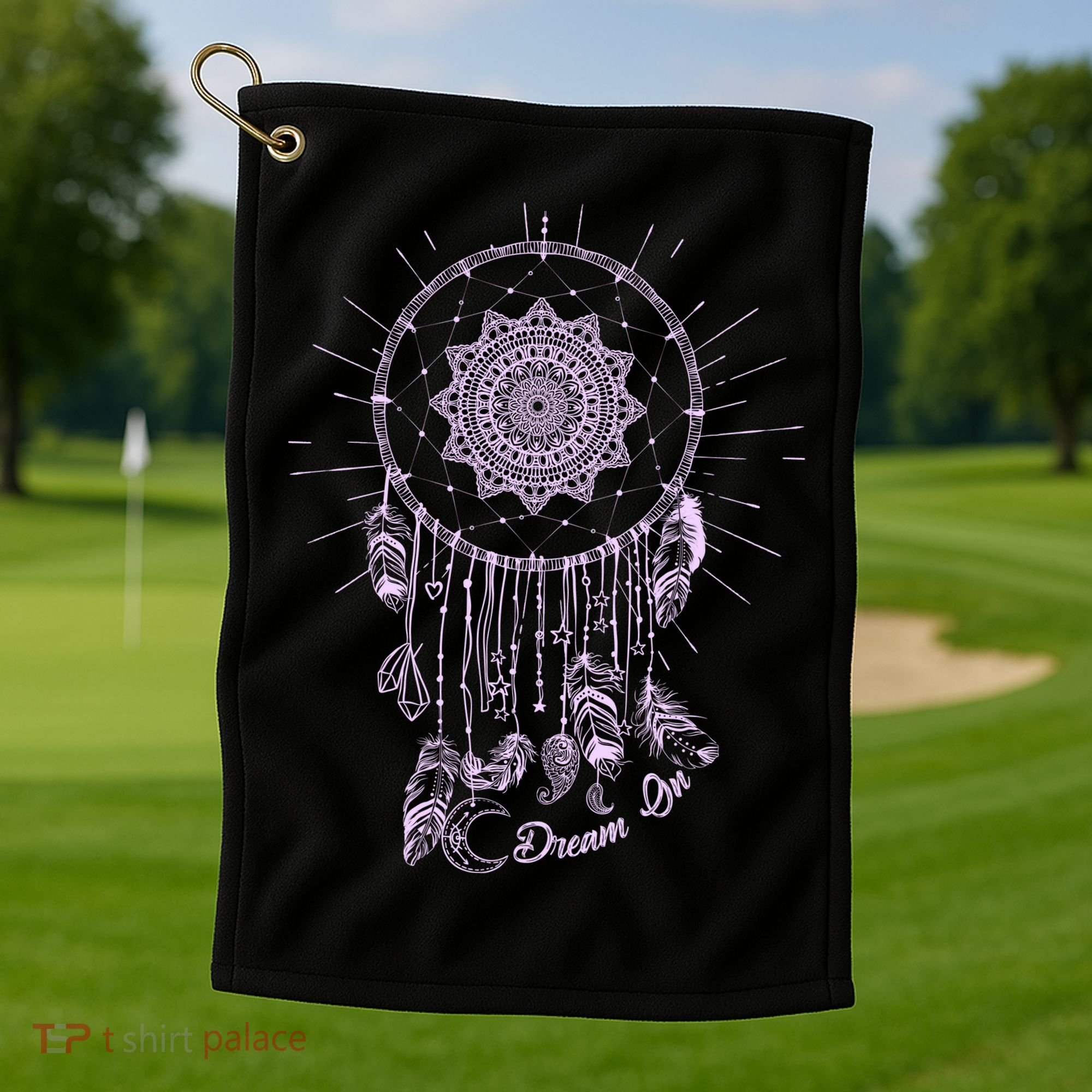 Dream On Native American Dream Catcher Golf Towel
