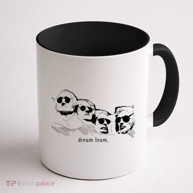 Dream Team Washington Lincoln Roosevelt Jefferson  Coffee Mug back