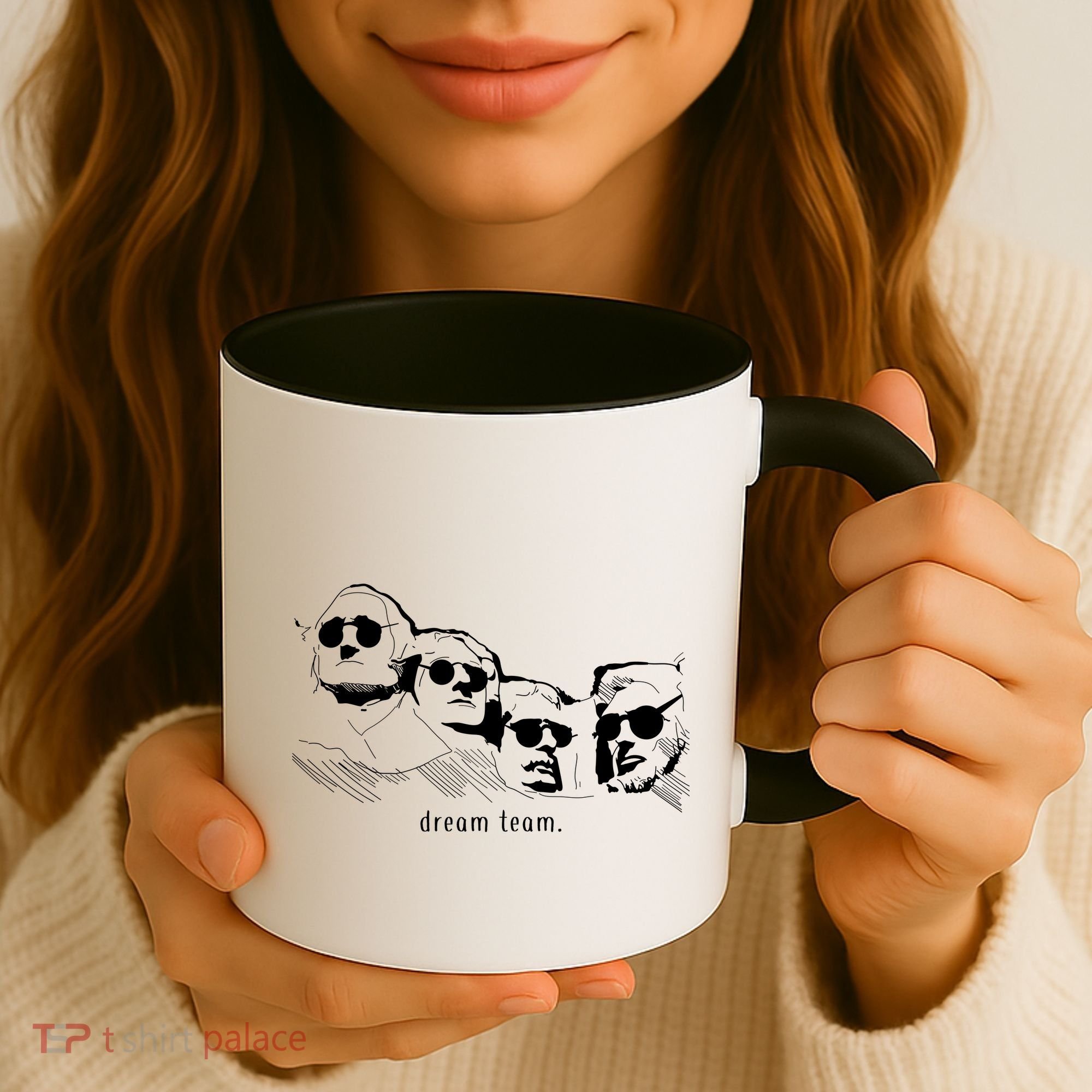 Dream Team Washington Lincoln Roosevelt Jefferson  Coffee Mug