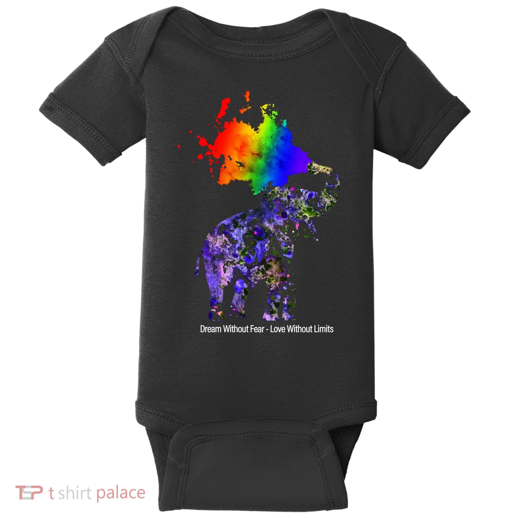 Dream Without Fear Elephant LGBT Baby Bodysuit