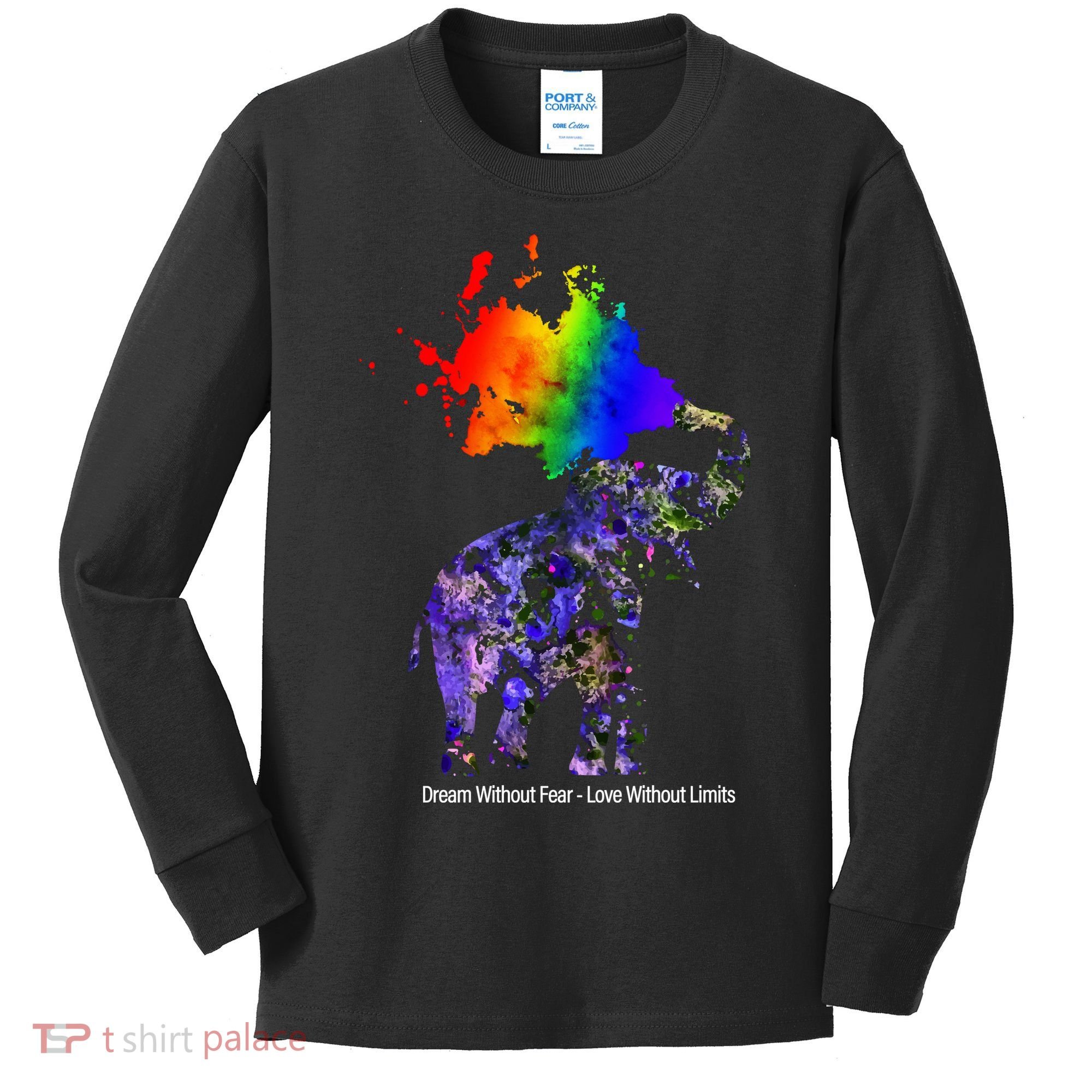 Dream Without Fear Elephant LGBT Kids Long Sleeve Shirt