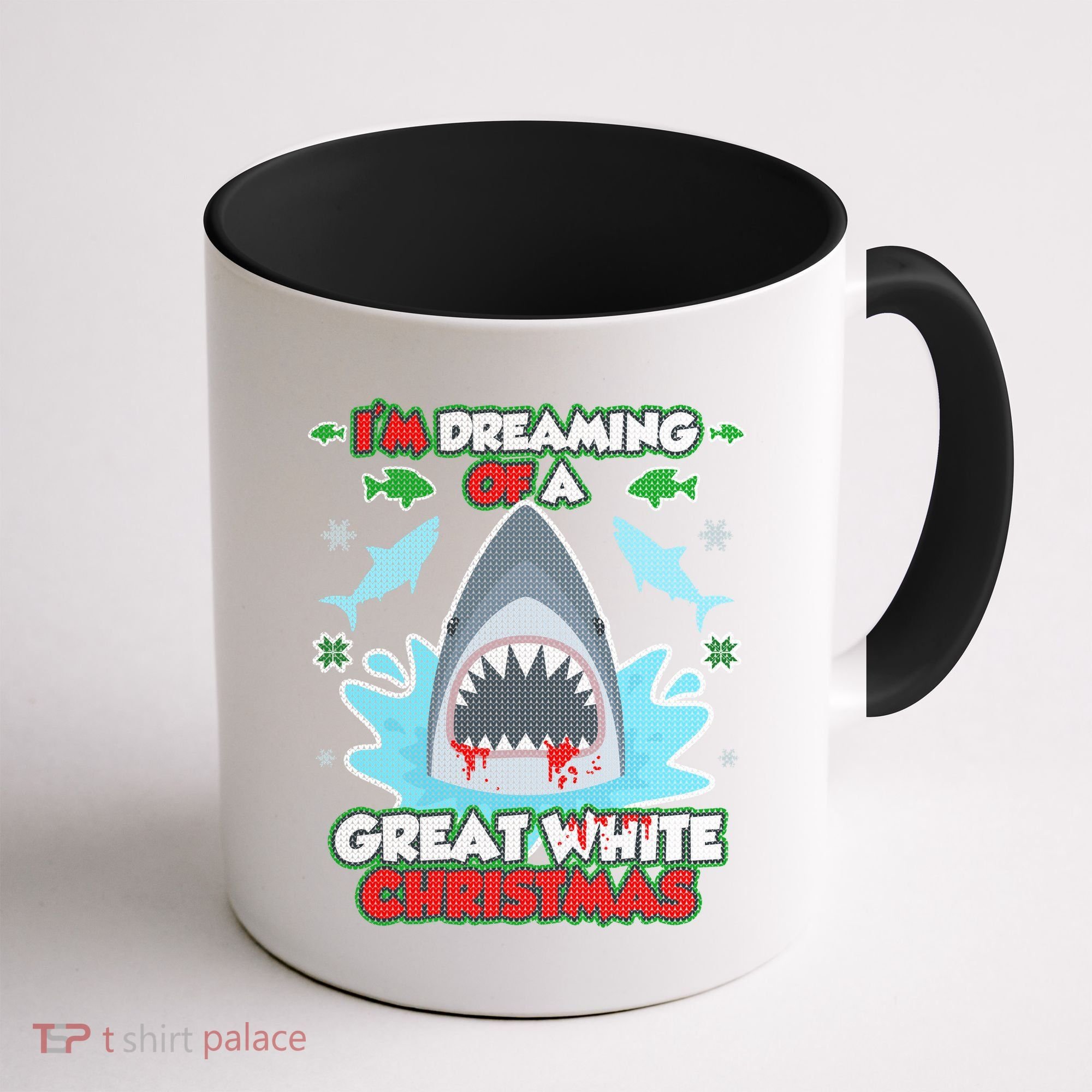 Dreaming of a Great White Shark Ugly Christmas Coffee Mug