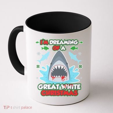 Dreaming of a Great White Shark Ugly Christmas Coffee Mug