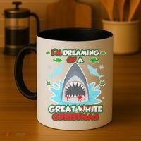 Dreaming of a Great White Shark Ugly Christmas Coffee Mug thumb 4