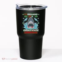 Dreaming of a Great White Shark Ugly Christmas Tumbler thumb 0