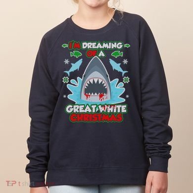 Dreaming of a Great White Shark Ugly Christmas Women's Sweatshirt