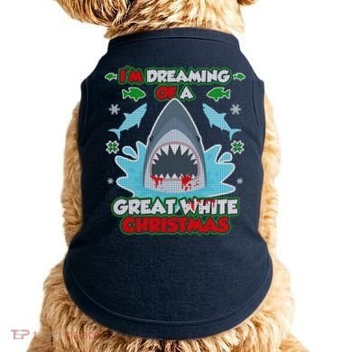 Dreaming of a Great White Shark Ugly Christmas Doggie Tank