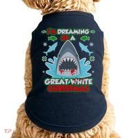 Dreaming of a Great White Shark Ugly Christmas Doggie Tank thumb 0