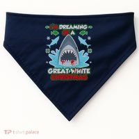 Dreaming of a Great White Shark Ugly Christmas USA-Made Doggie Bandana thumb 0