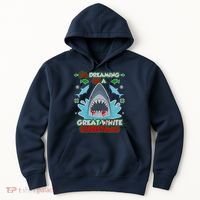 Dreaming of a Great White Shark Ugly Christmas Hoodie thumb 0