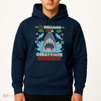 Dreaming of a Great White Shark Ugly Christmas Hoodie thumb 2