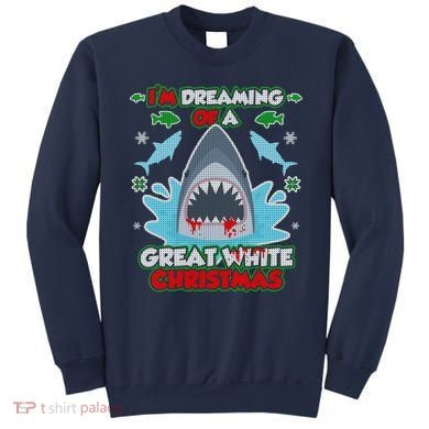 Dreaming of a Great White Shark Ugly Christmas Sweatshirt