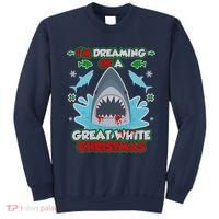 Dreaming of a Great White Shark Ugly Christmas Sweatshirt thumb 0