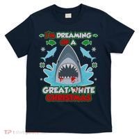 Dreaming of a Great White Shark Ugly Christmas T-Shirt thumb 0