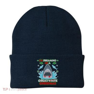 Dreaming of a Great White Shark Ugly Christmas Beanie