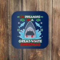 Dreaming of a Great White Shark Ugly Christmas Coaster thumb 0