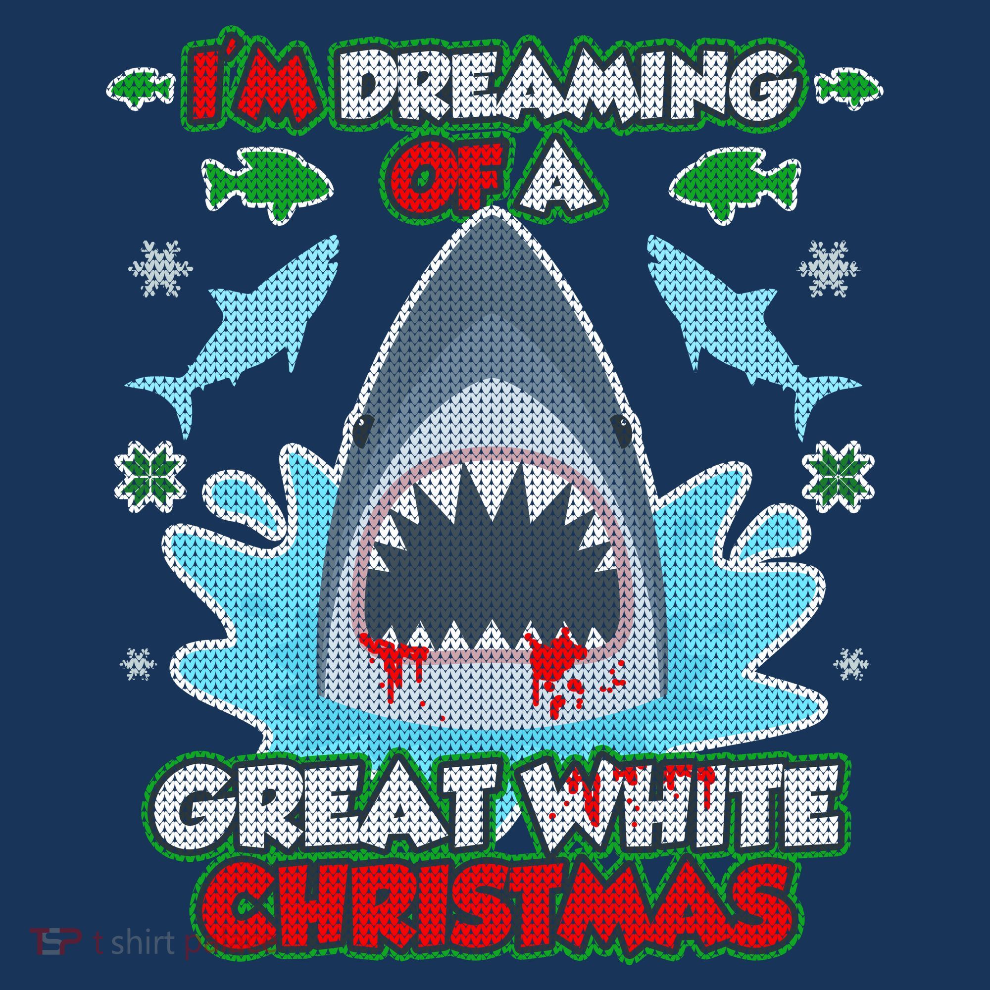 Dreaming of a Great White Shark Ugly Christmas Polo