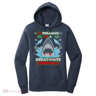 Dreaming of a Great White Shark Ugly Christmas Women's Hoodie