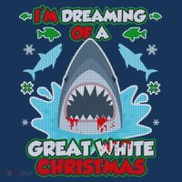 Dreaming of a Great White Shark Ugly Christmas Women's Hoodie thumb 2