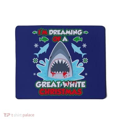 Dreaming of a Great White Shark Ugly Christmas Mousepad