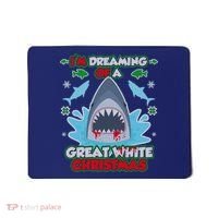 Dreaming of a Great White Shark Ugly Christmas Mousepad thumb 0