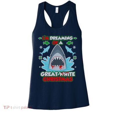 Dreaming of a Great White Shark Ugly Christmas Women's Tank Top