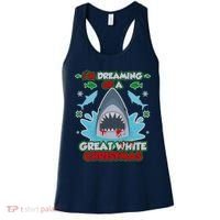 Dreaming of a Great White Shark Ugly Christmas Women's Tank Top thumb 0