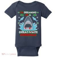 Dreaming of a Great White Shark Ugly Christmas Baby Bodysuit thumb 0