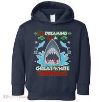 Dreaming of a Great White Shark Ugly Christmas Toddler Hoodie thumb 0