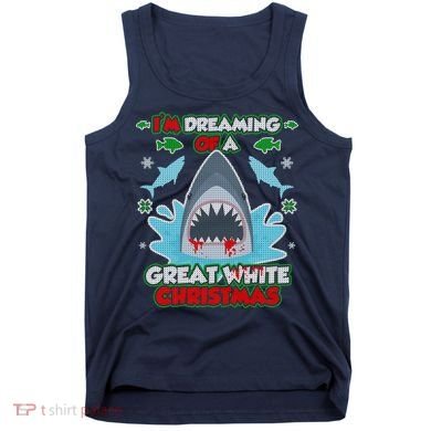 Dreaming of a Great White Shark Ugly Christmas Tank Top