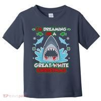 Dreaming of a Great White Shark Ugly Christmas Toddler T-Shirt thumb 0