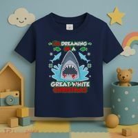 Dreaming of a Great White Shark Ugly Christmas Toddler T-Shirt thumb 3