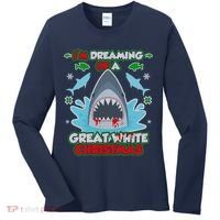 Dreaming of a Great White Shark Ugly Christmas Women's Long Sleeve Shirt thumb 0