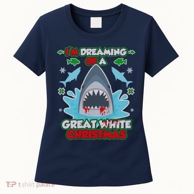 Dreaming of a Great White Shark Ugly Christmas Women's T-Shirt