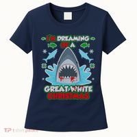 Dreaming of a Great White Shark Ugly Christmas Women's T-Shirt thumb 0
