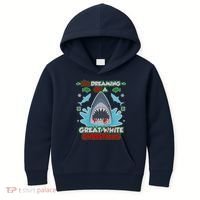 Dreaming of a Great White Shark Ugly Christmas Kids Hoodie thumb 0