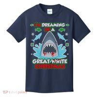 Dreaming of a Great White Shark Ugly Christmas Kids T-Shirt thumb 0