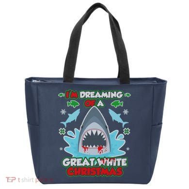 Dreaming of a Great White Shark Ugly Christmas Tote Bag
