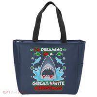 Dreaming of a Great White Shark Ugly Christmas Tote Bag thumb 0