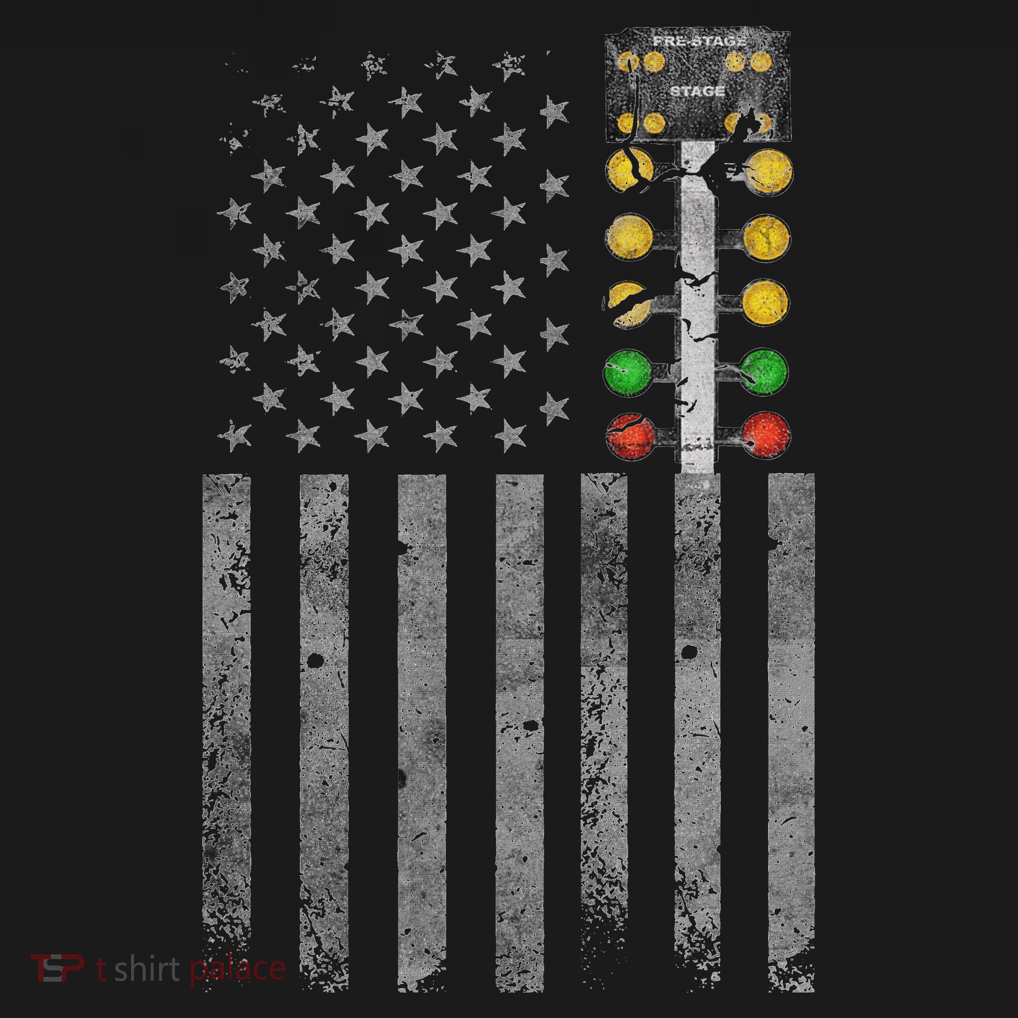 Drag Racing Flag American Drag Racer Drag Strip Tree Light Long Sleeve Shirt