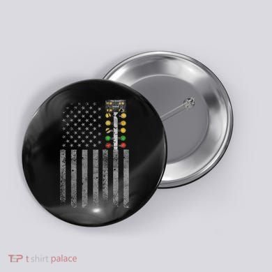 Drag Racing Flag American Drag Racer Drag Strip Tree Light Button