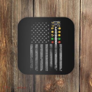 Drag Racing Flag American Drag Racer Drag Strip Tree Light Coaster