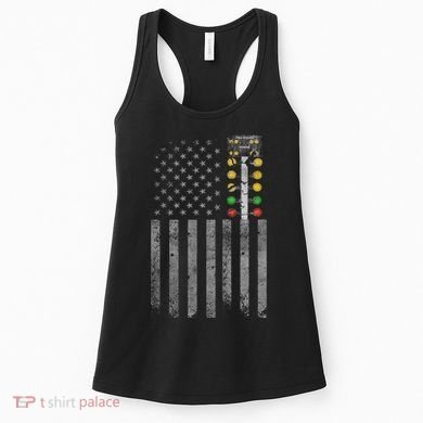Drag Racing Flag American Drag Racer Drag Strip Tree Light Women's Tank Top