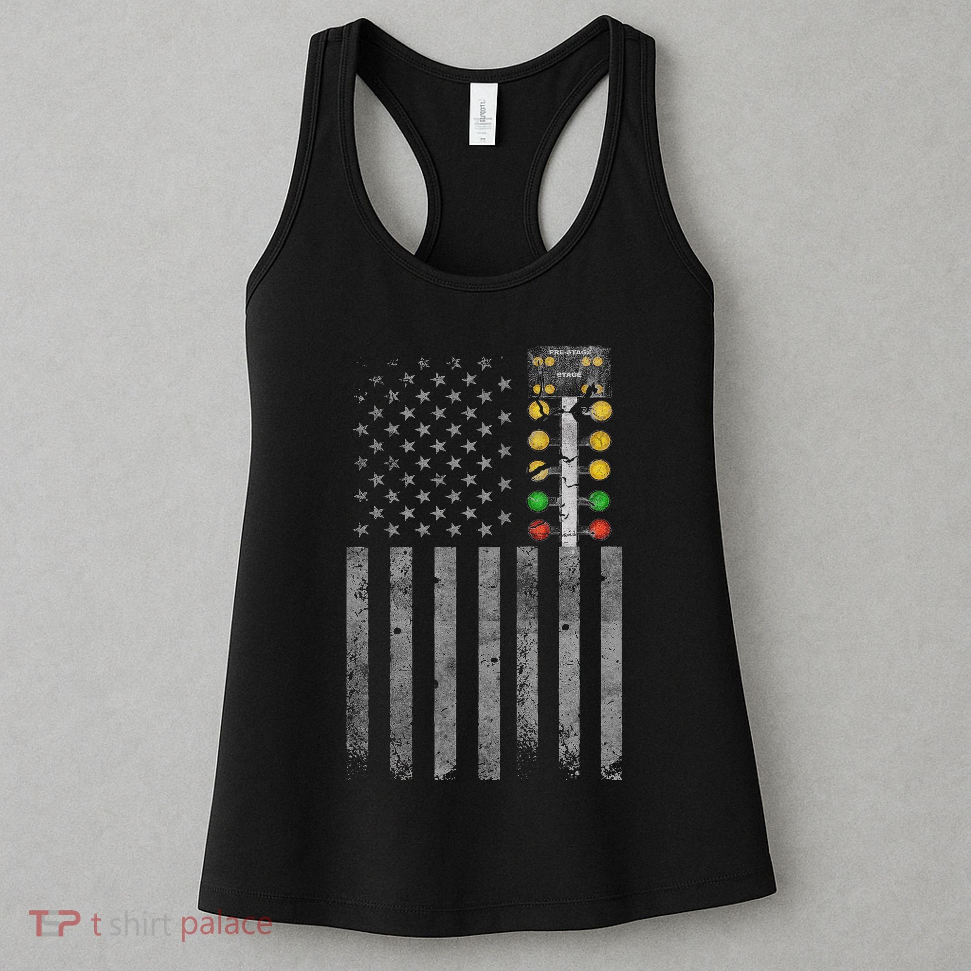 Drag Racing Flag American Drag Racer Drag Strip Tree Light Women's Tank Top