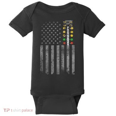Drag Racing Flag American Drag Racer Drag Strip Tree Light Baby Bodysuit