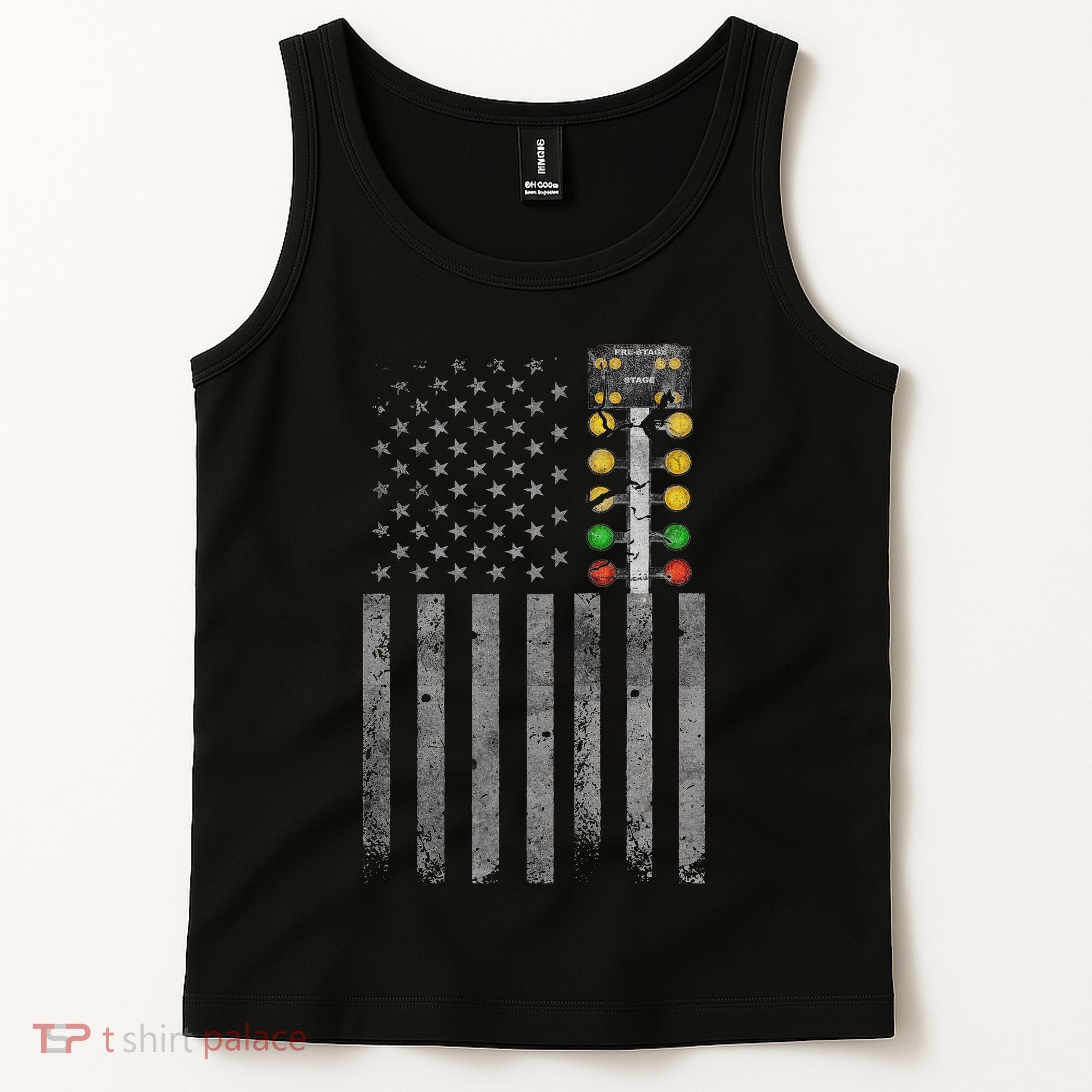 Drag Racing Flag American Drag Racer Drag Strip Tree Light Tank Top